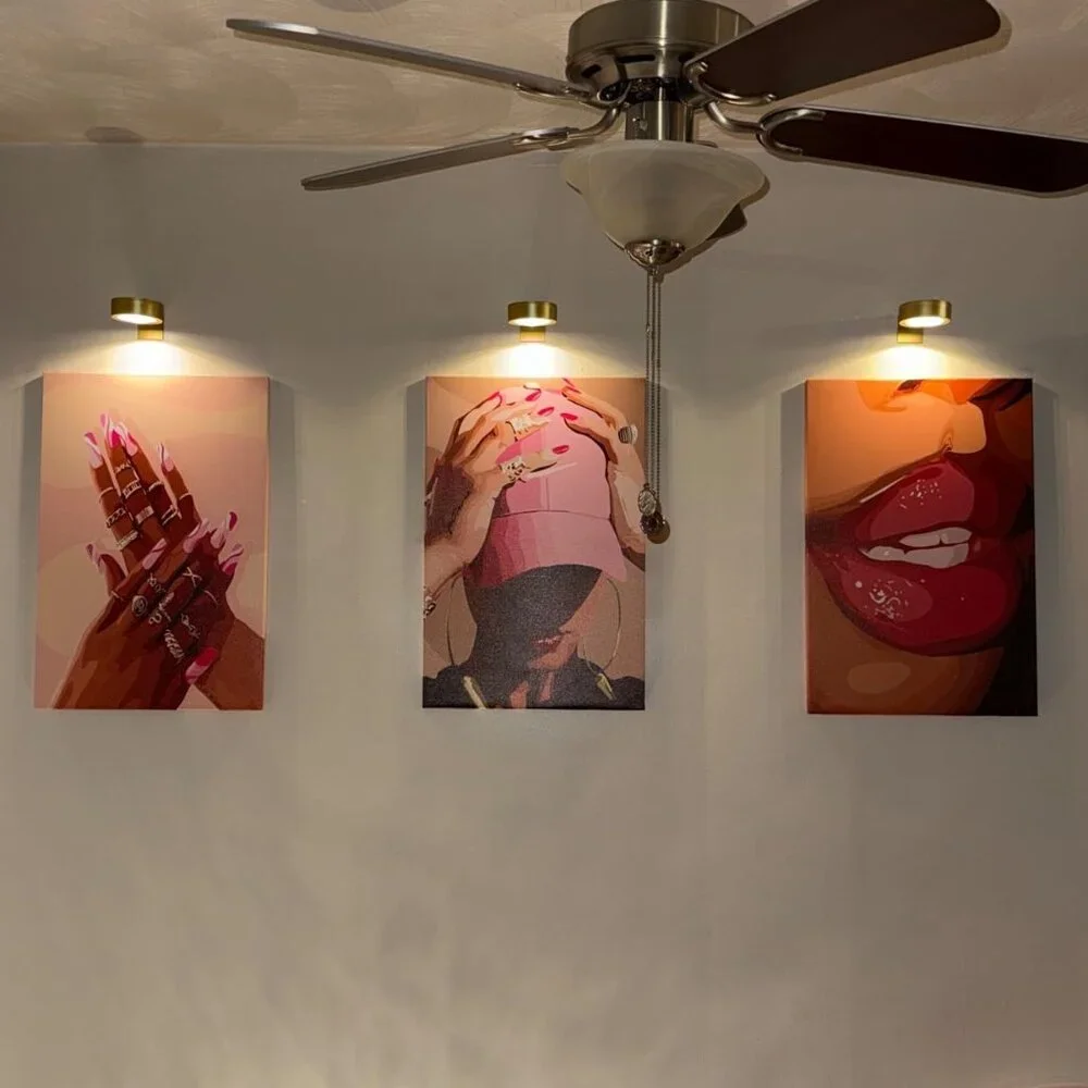 3Pcs African American Black Woman Canvas Wall Art pink - Picture 1 of 5